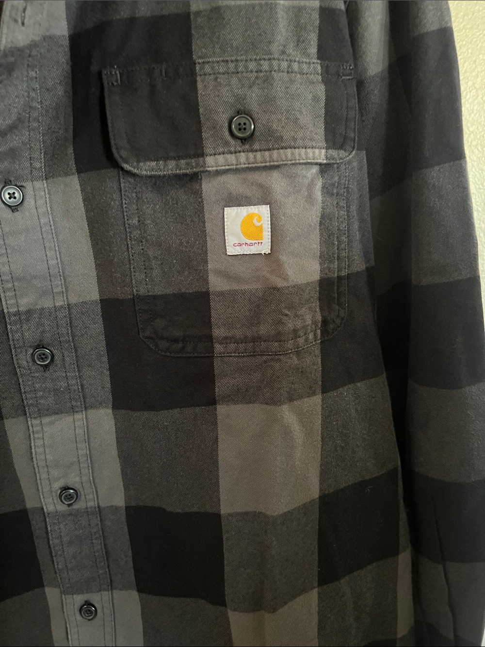 Carhartt Black & Gray Plaid button-down Shirt Jacket sz XL - Picture 3 of 7